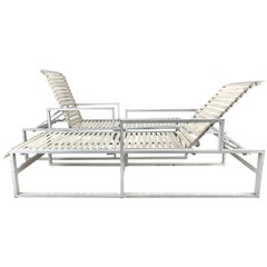 Vintage Pair of Modernist Architectural Pool Side or Garden Chaise Lounge's