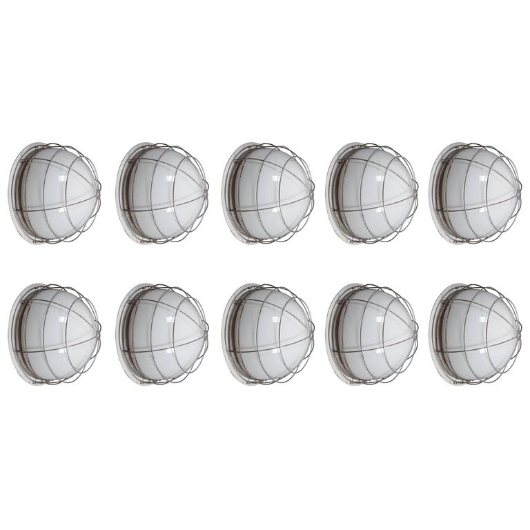 Huge Wall Lights, Sconces with Opaline Glass Shade For Sale