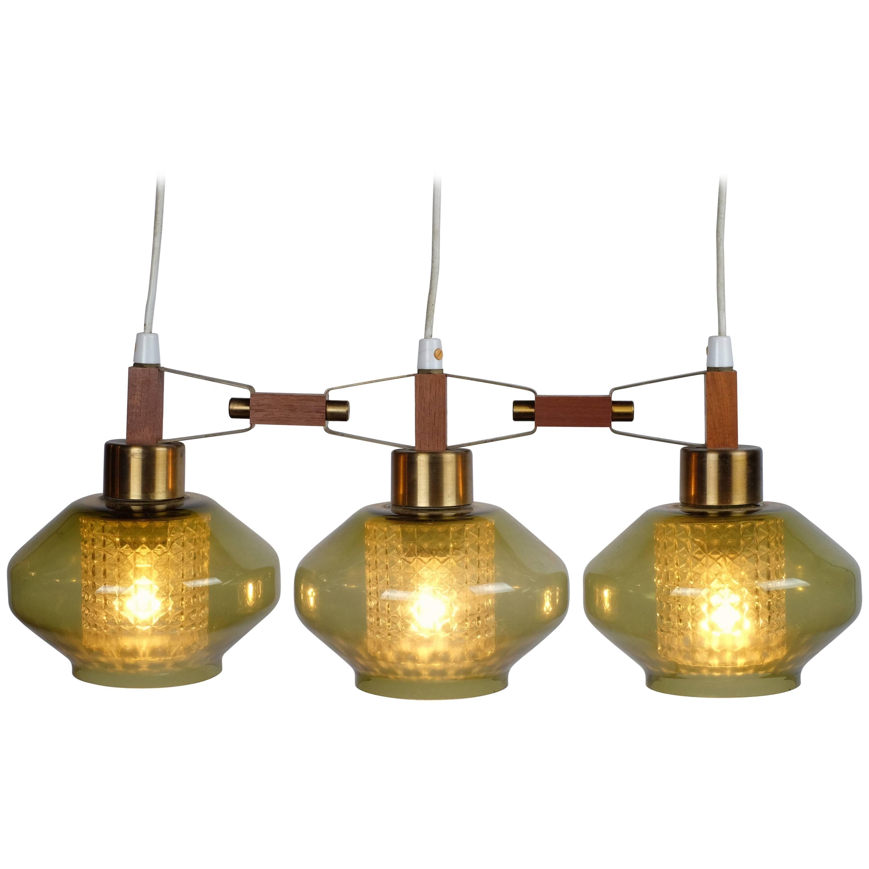 Rare Three-Shaded Chandelier Attributed to Carl Fagerlund for Orrefors For Sale