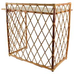 1950s Elegant Bamboo and Rattan Desk Attributed to Louis Sognot