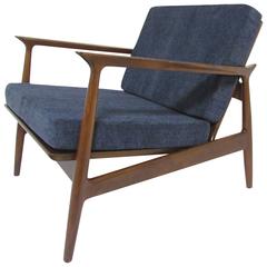 Danish Lounge Chair with Flared Arms by Ib Kofod-Larsen