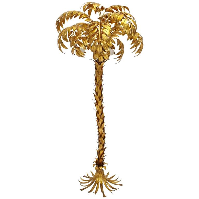 Golden Palm Tree Floor Lamp by Hans Kögl 1970s Germany at 1stDibs