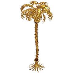 Golden Palm Tree Floor Lamp by Hans Kögl 1970s Germany