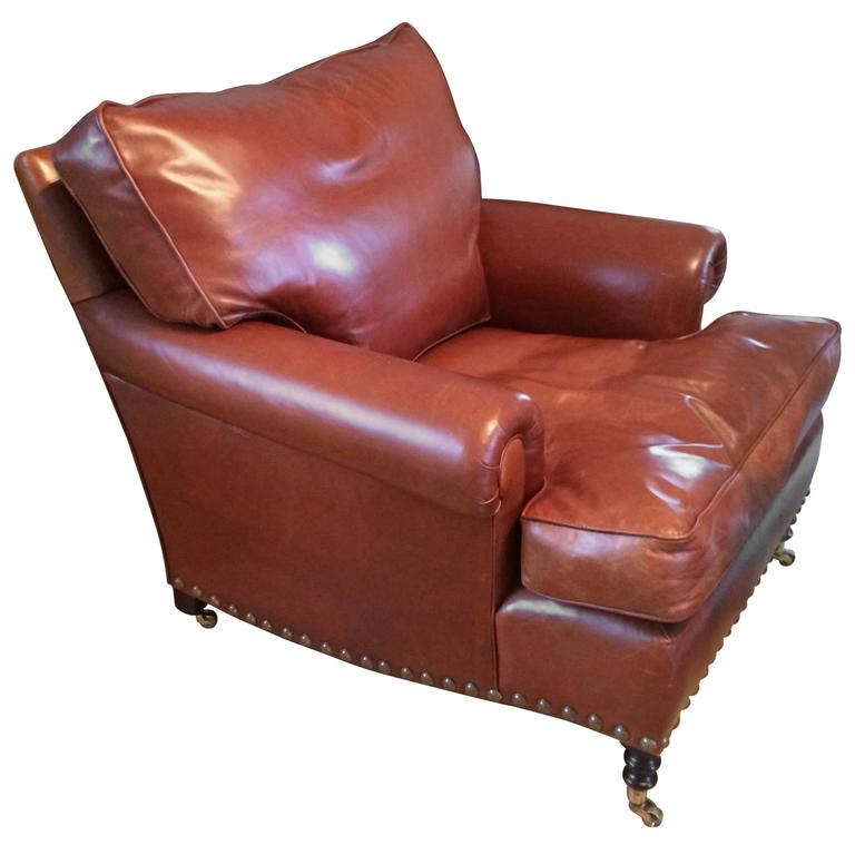 Supple Brown Leather Oversized Club Chair at 1stDibs