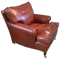 Supple Brown Leather Oversized Club Chair