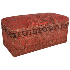 Padded Bench Covered with Antique Carpet
