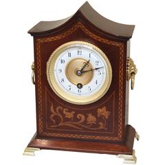 Mahogany and Inlay Timepiece Mantel Clock