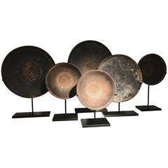 Set of Six Etruscan Terracotta Plates and Bowls on Iron Stand 7th-5th Century BC