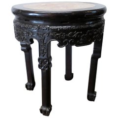 Chinese Gueridon with Marble Top, Pedestal in Exotic Wood