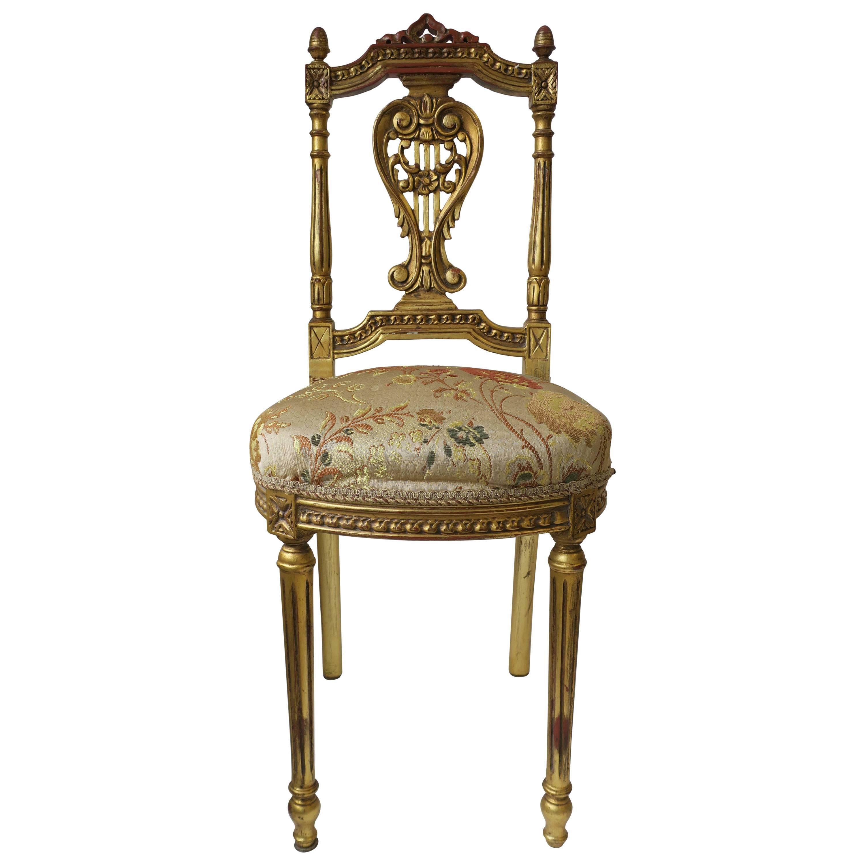 Gold Giltwood Upholstered Chair in the Louis XVI Style 