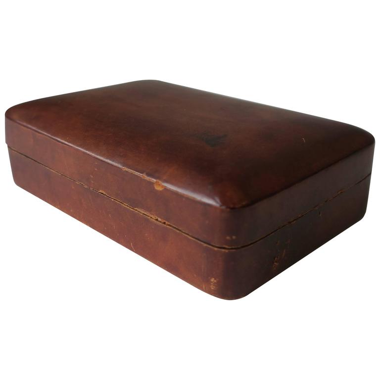 Vintage Italian Leather Jewelry Box, Italy For Sale at 1stdibs