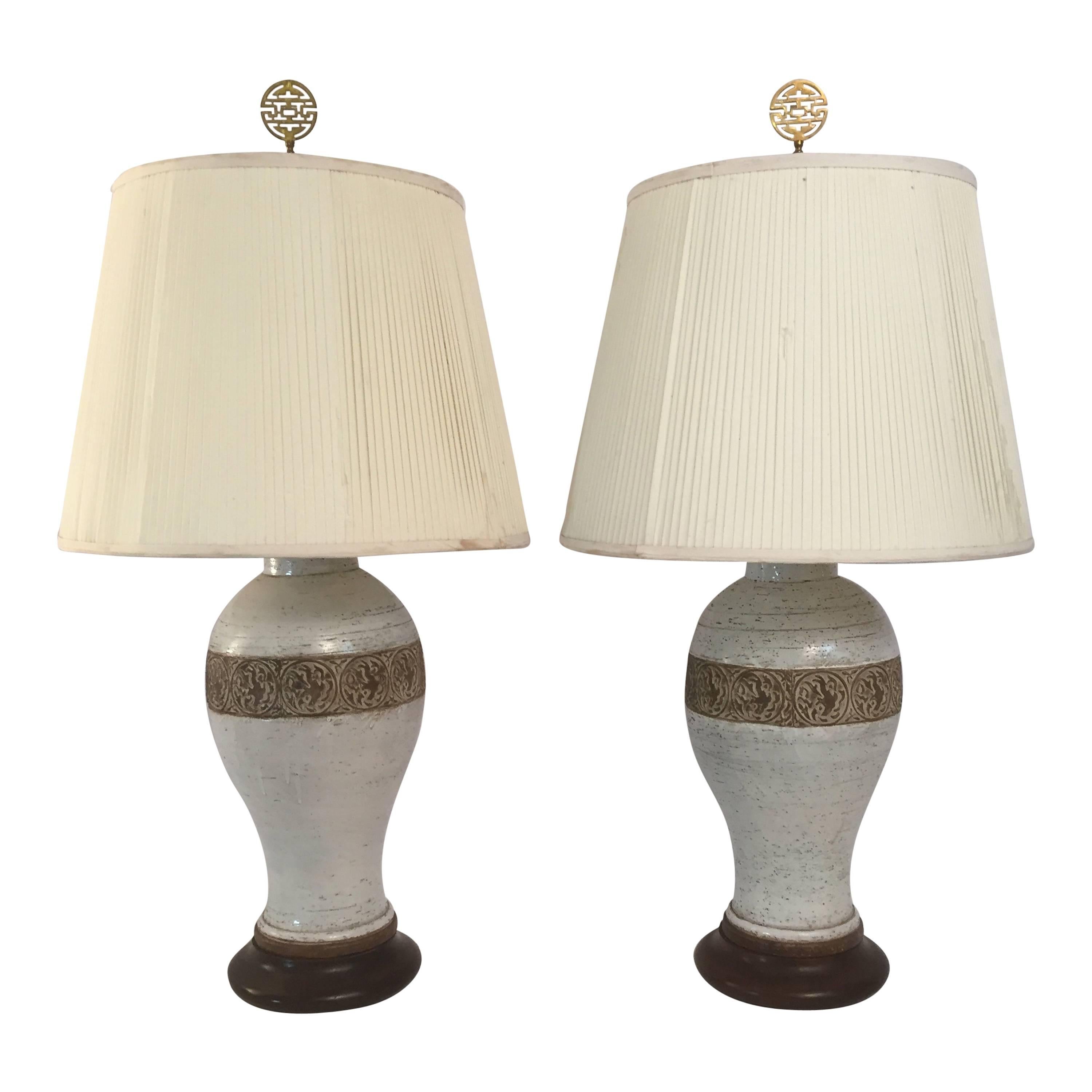 Pair of Ugo Zaccagnini Italian Pottery Lamps