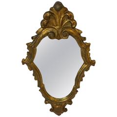 Small Midcentury Italian Gold Giltwood Mirror