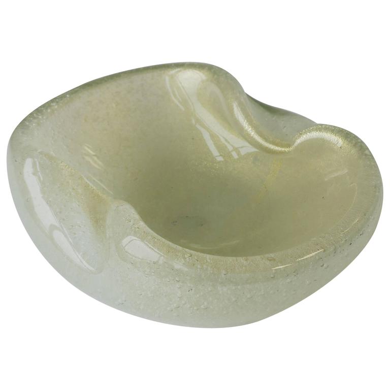 Midcentury Italian Murano Clear and Gold Art Glass Bowl For Sale at 1stdibs