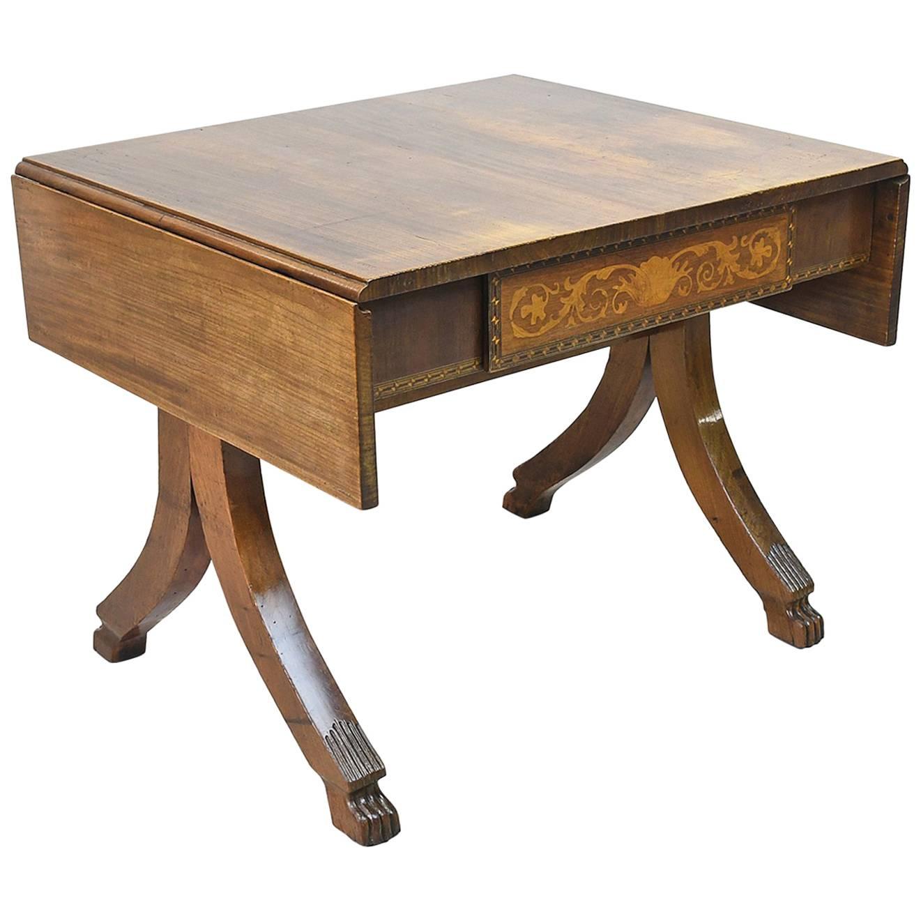 19th Century Italian Empire Writing Table in Mahogany with Marquetry For Sale
