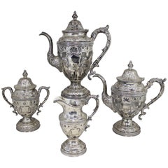 19th Century William Gale and Son NY Four-Piece Coin Silver Tea Service