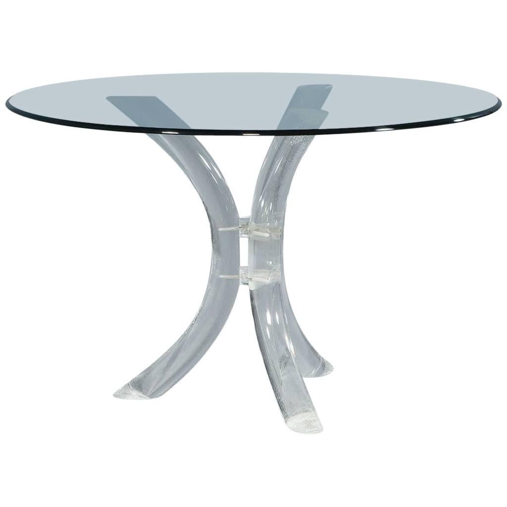 Round Lucite Pedestal Occasional Table
