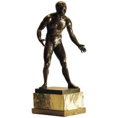 Handsome Large Bronze Wrestler on Marble Base circa 1920