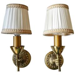 Charming Pair of Neoclassical Bronze Sconces, France, 1950s 10