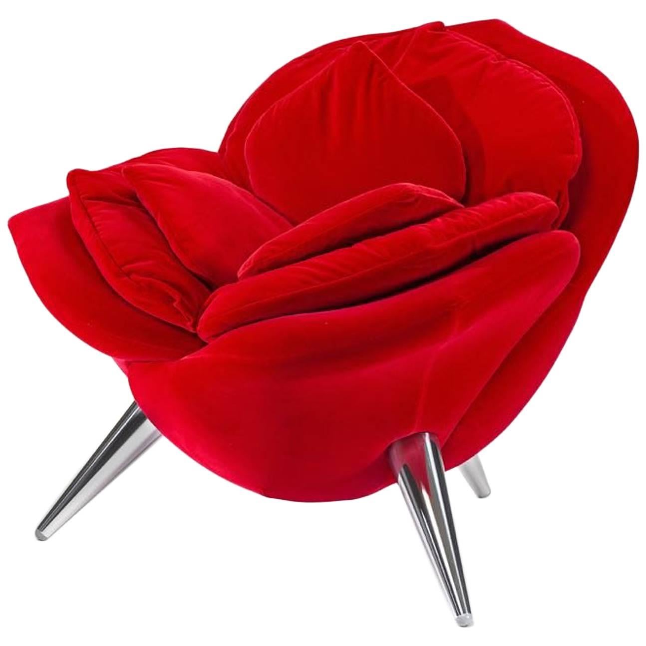 Edra Rose Chair in Velvet For Sale
