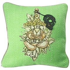 Unique Handmade Bohemian Green Crystal Cushion "The Great Wall"