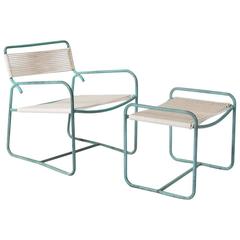 Patio Lounge Chair and Ottoman Set by Walter Lamb