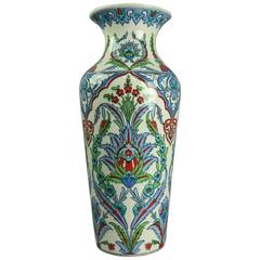 Vintage Turkish Hand-Painted Porcelain Vase Oversized Persian Design, circa 1970