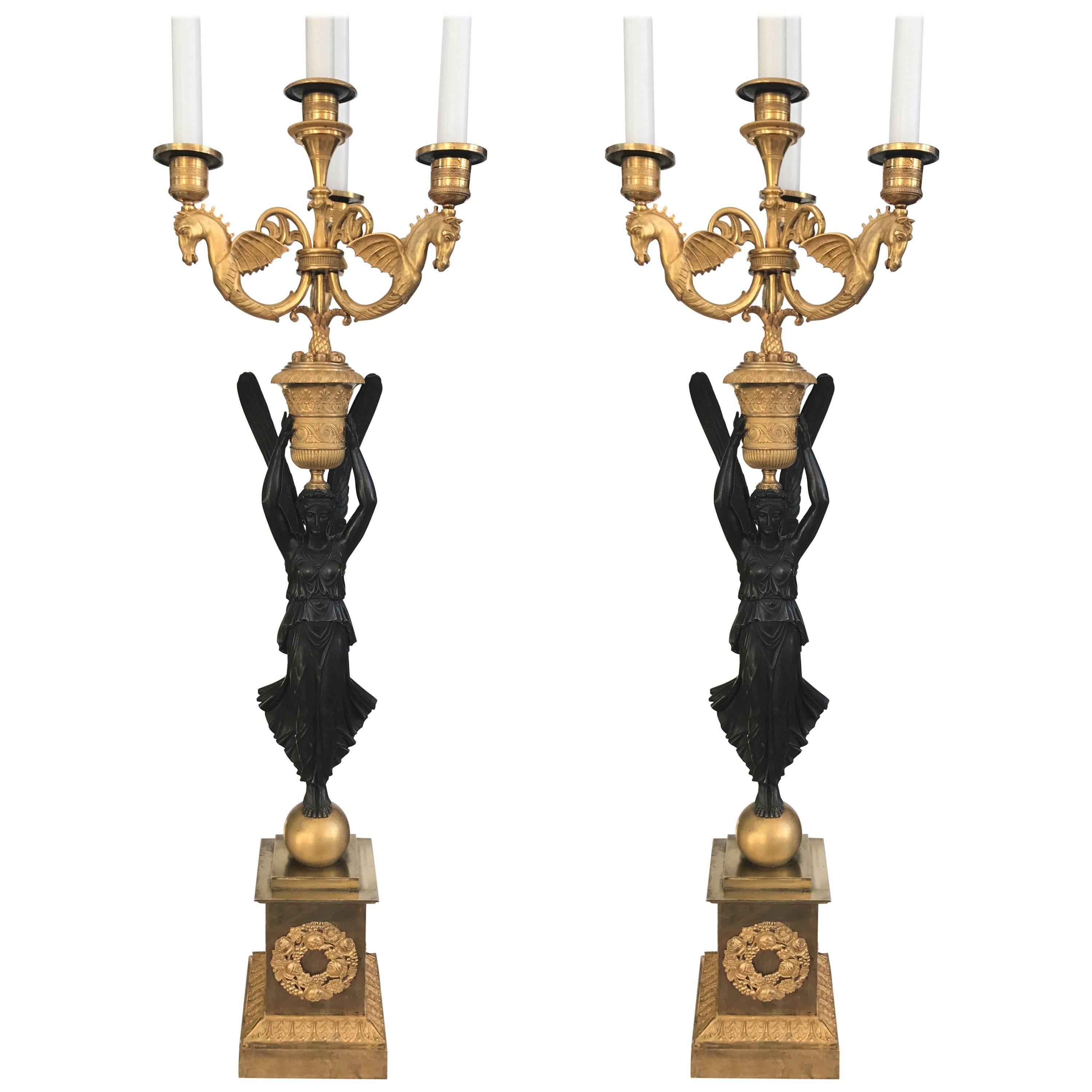 Pair of Large Empire Candelabra