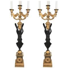 Pair of Large Empire Candelabra