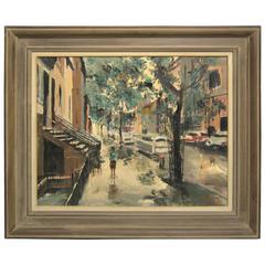 60th Park Ave and Lexington Ave Oil on Canvas Mid-Century New York City 5