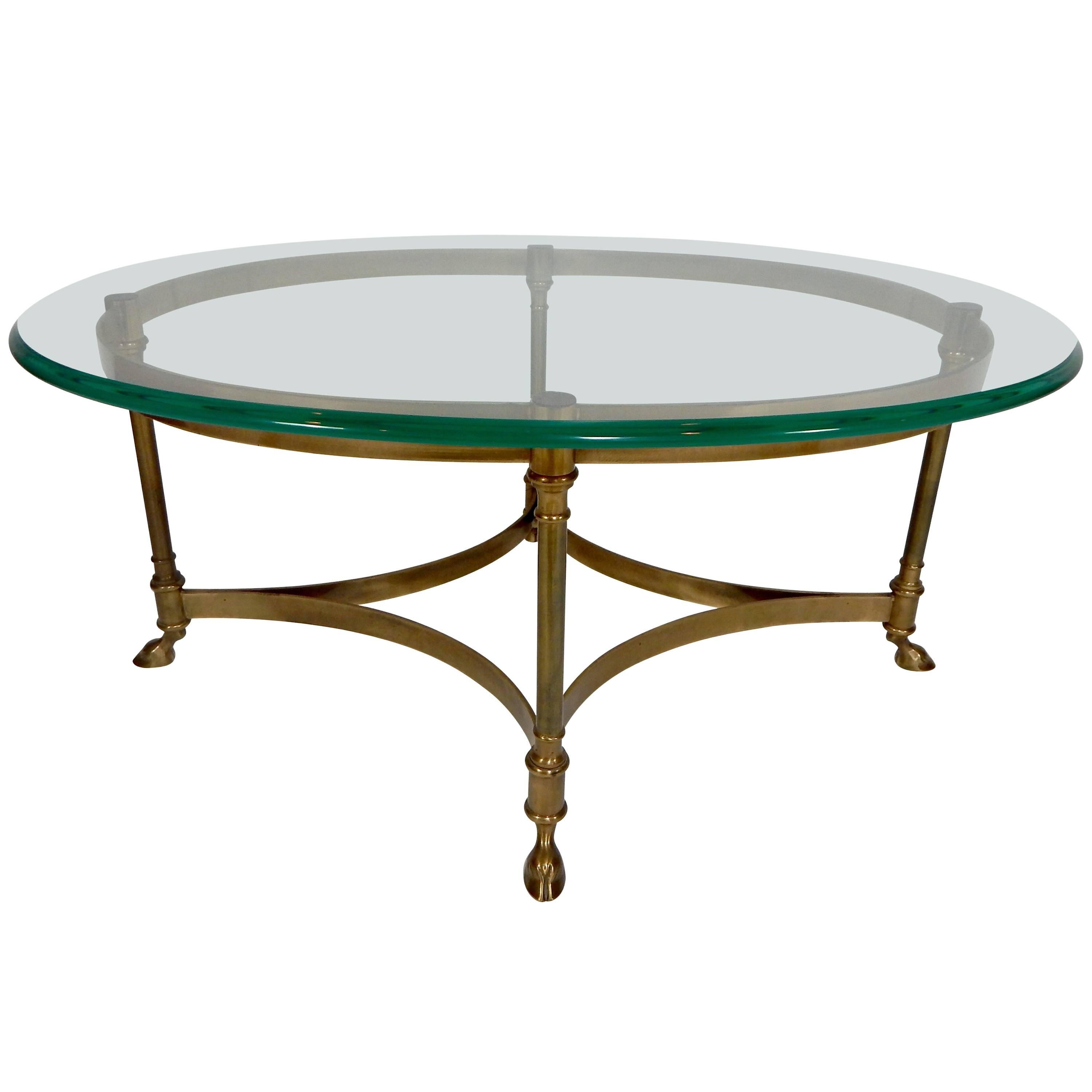 Mid-Century Weiman Brass and Glass Oval Coffee Table