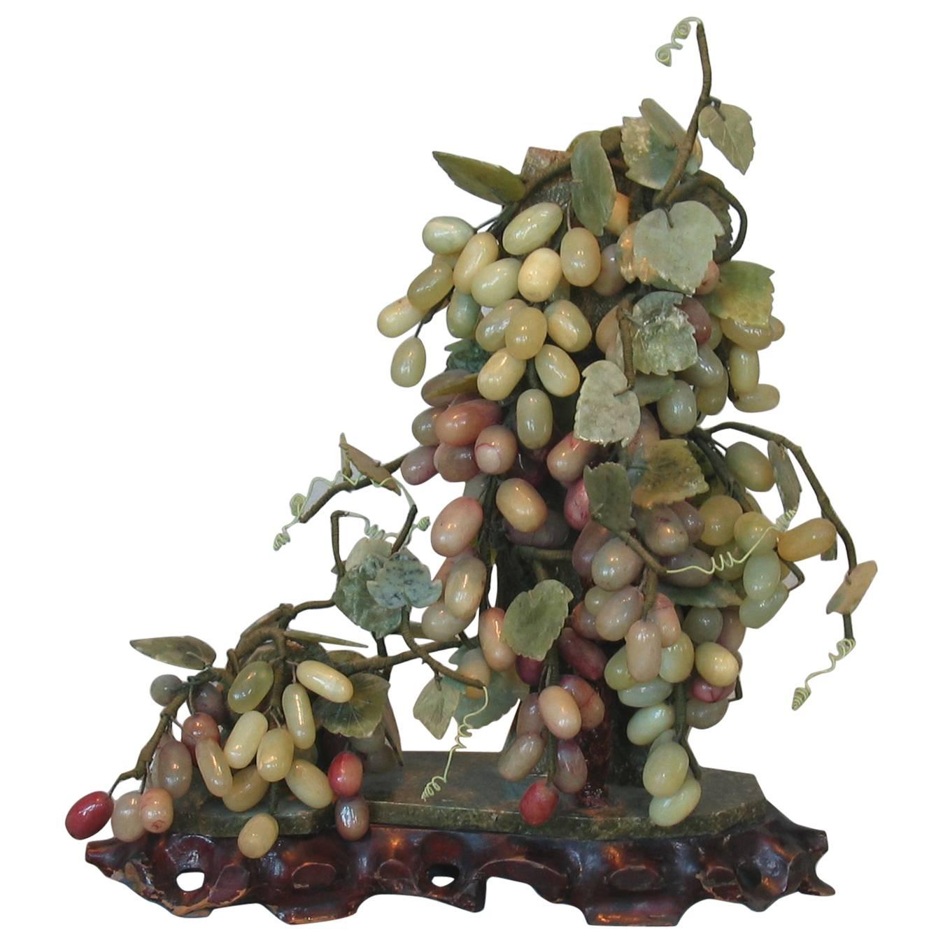 Chinese Hardstone Grape Cluster Arrangement, circa 1935-1940 For Sale