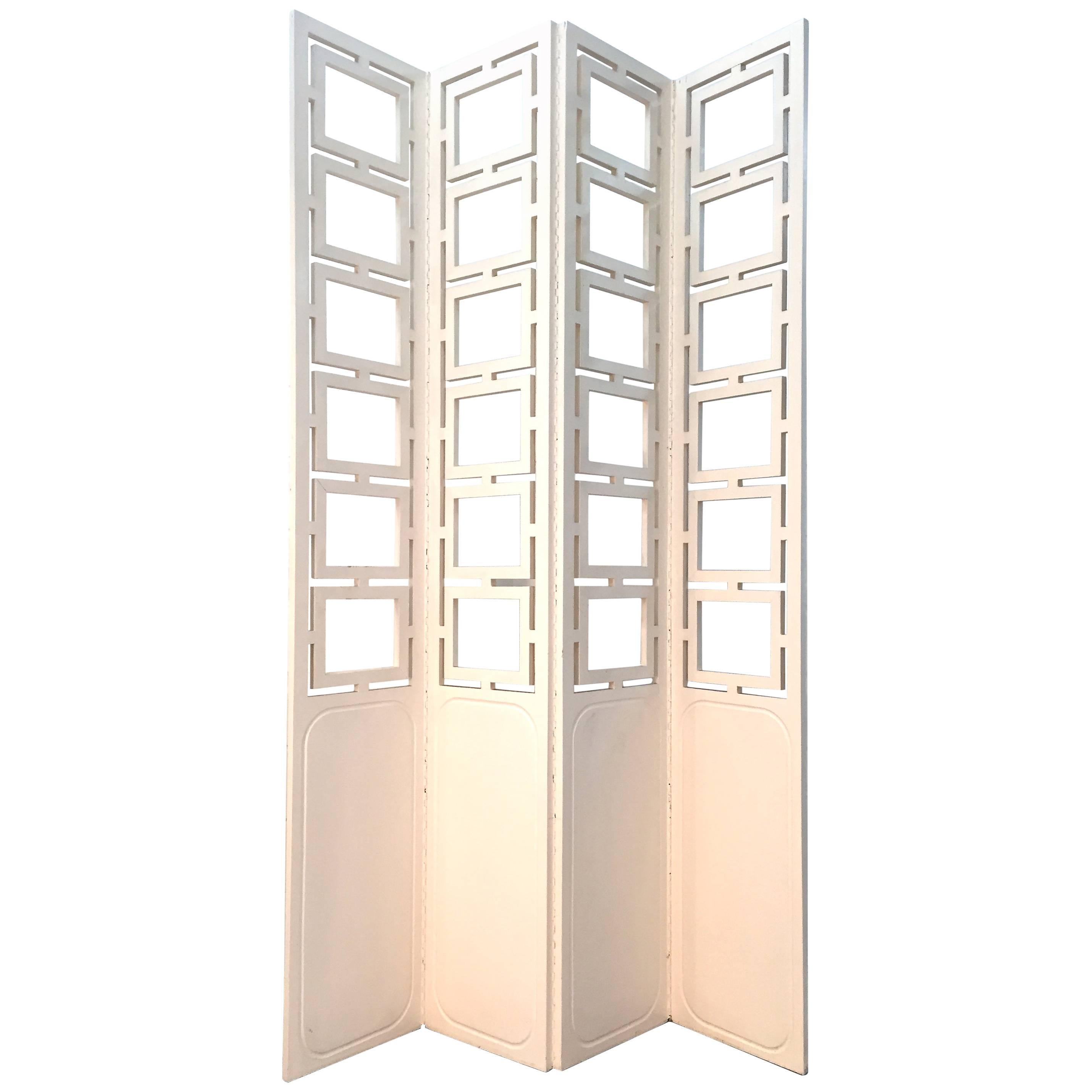 Decorative Four-Panel Screen or Room Divider For Sale