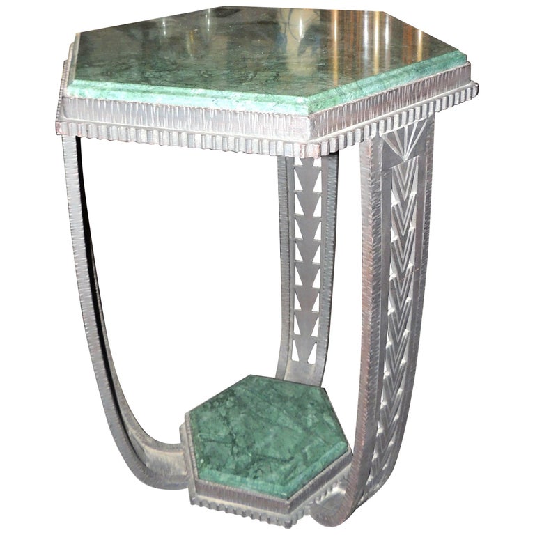 Art Deco Ironwork Marble Topped Table For Sale at 1stDibs