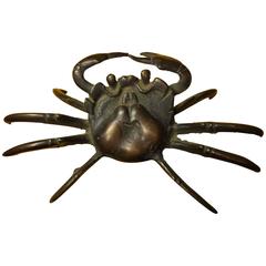 Japanese Antique Cast Copper, Ten Legged Crab 100 Year Okimono Sculpture Kyoto