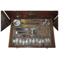 Used Complete WMF Silverware Service for 12 in Oak Storage Box