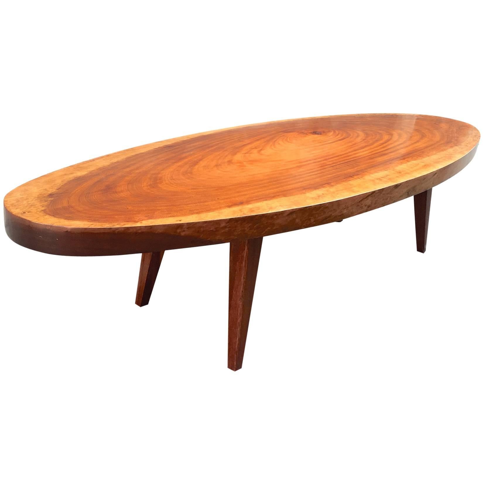 Organic Very Long Solid Wood Oval Coffee Table For Sale at 1stDibs