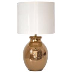 Mid-Century Gilt Crackle Glazed Ceramic Jar Form Table Lamp 9