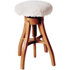 Oak and Shearling Adjustable Work Stool by Fritz Hansen