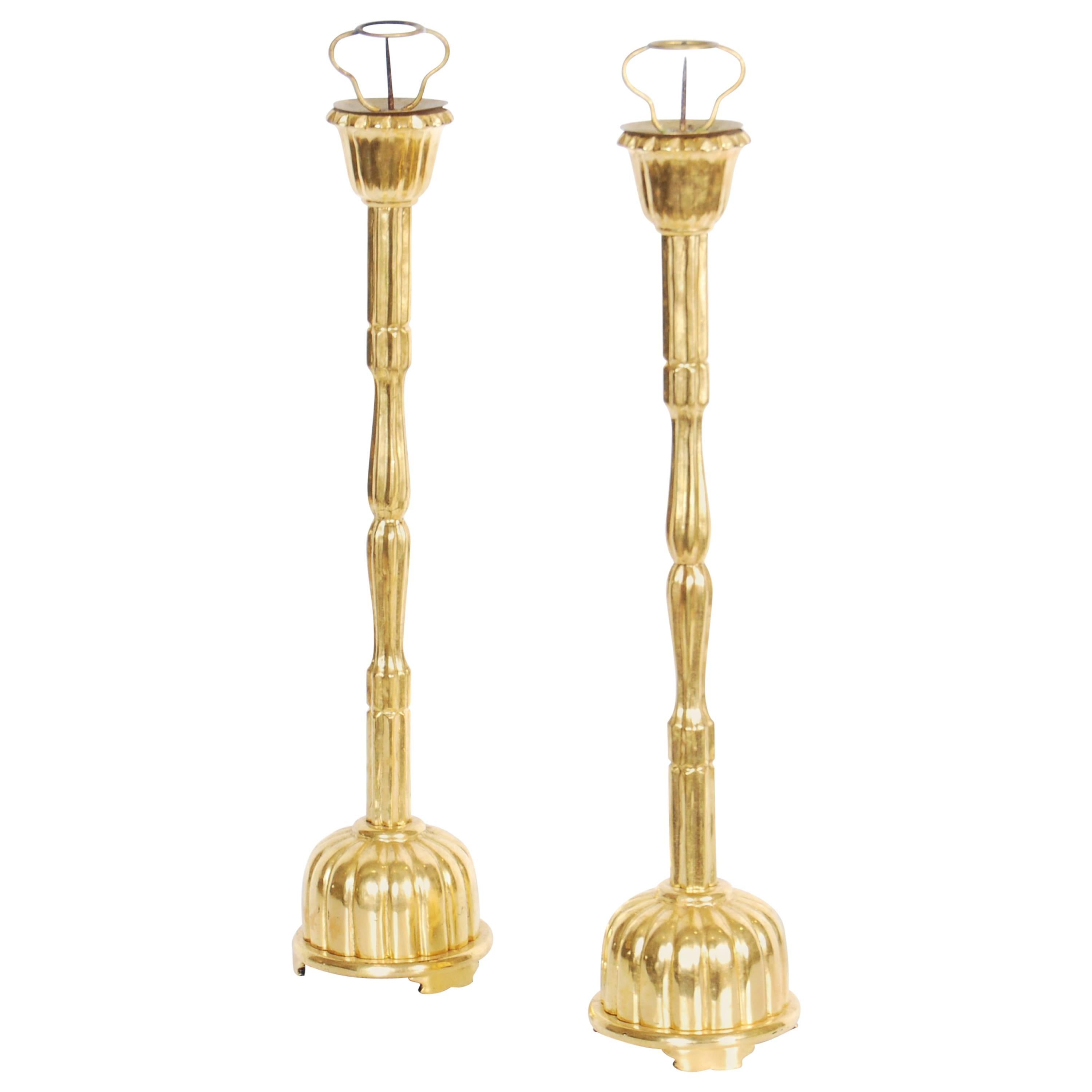 Japanese Gilt Lacquer Buddhist Candle Stands, Meiji Period, Early 20th Century
