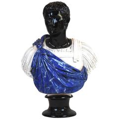 Monumental Italian Glazed Terra Cotta Bust