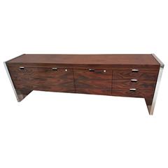 Roger Sprunger for Dunbar Rosewood and Chrome Executive Credenza