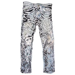 Untitled Blue Jeans Obsessively Stitched by Robert Adale Davis as Textile Art