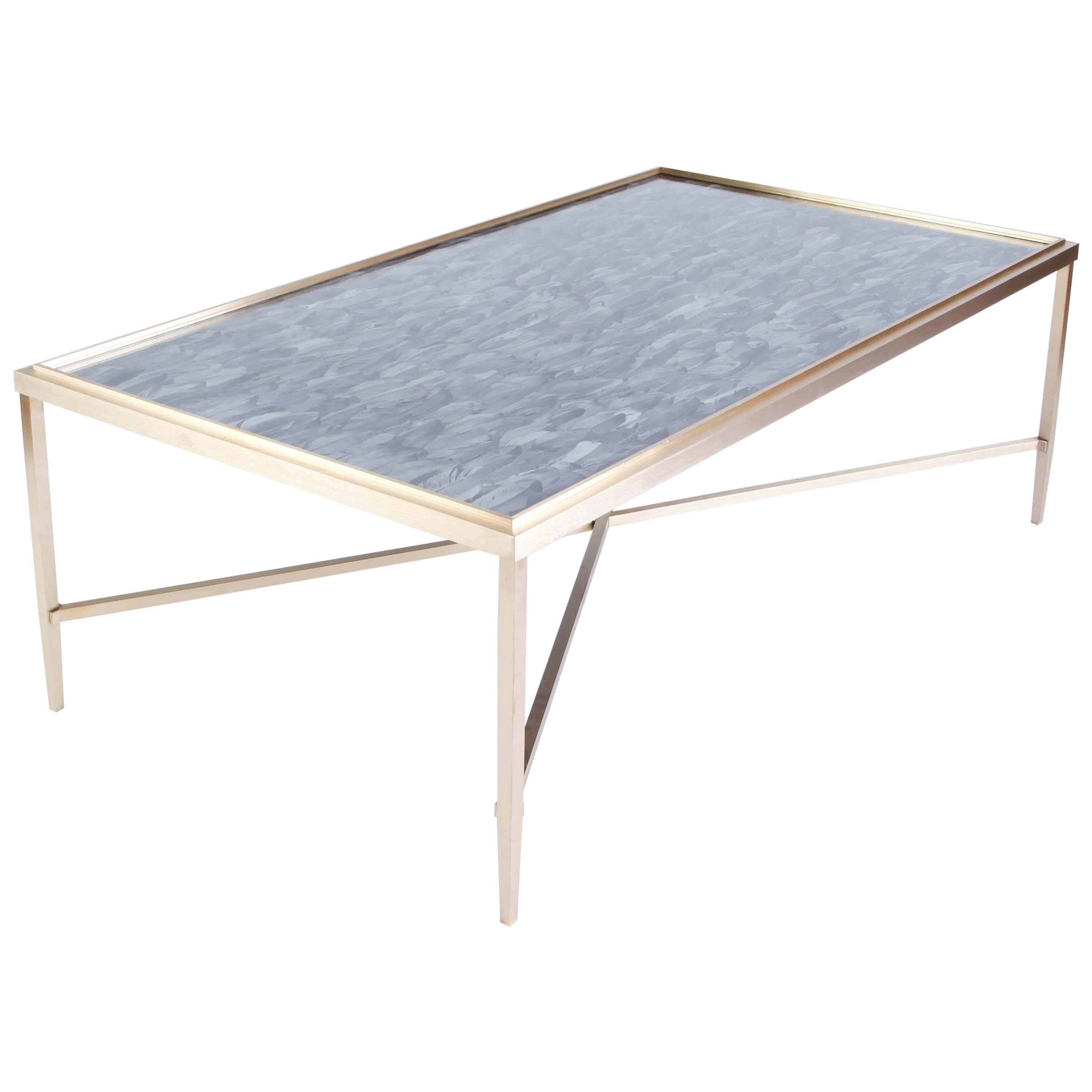 Daedalus Table by Lawton Mull, in Unlacquered Brass For Sale