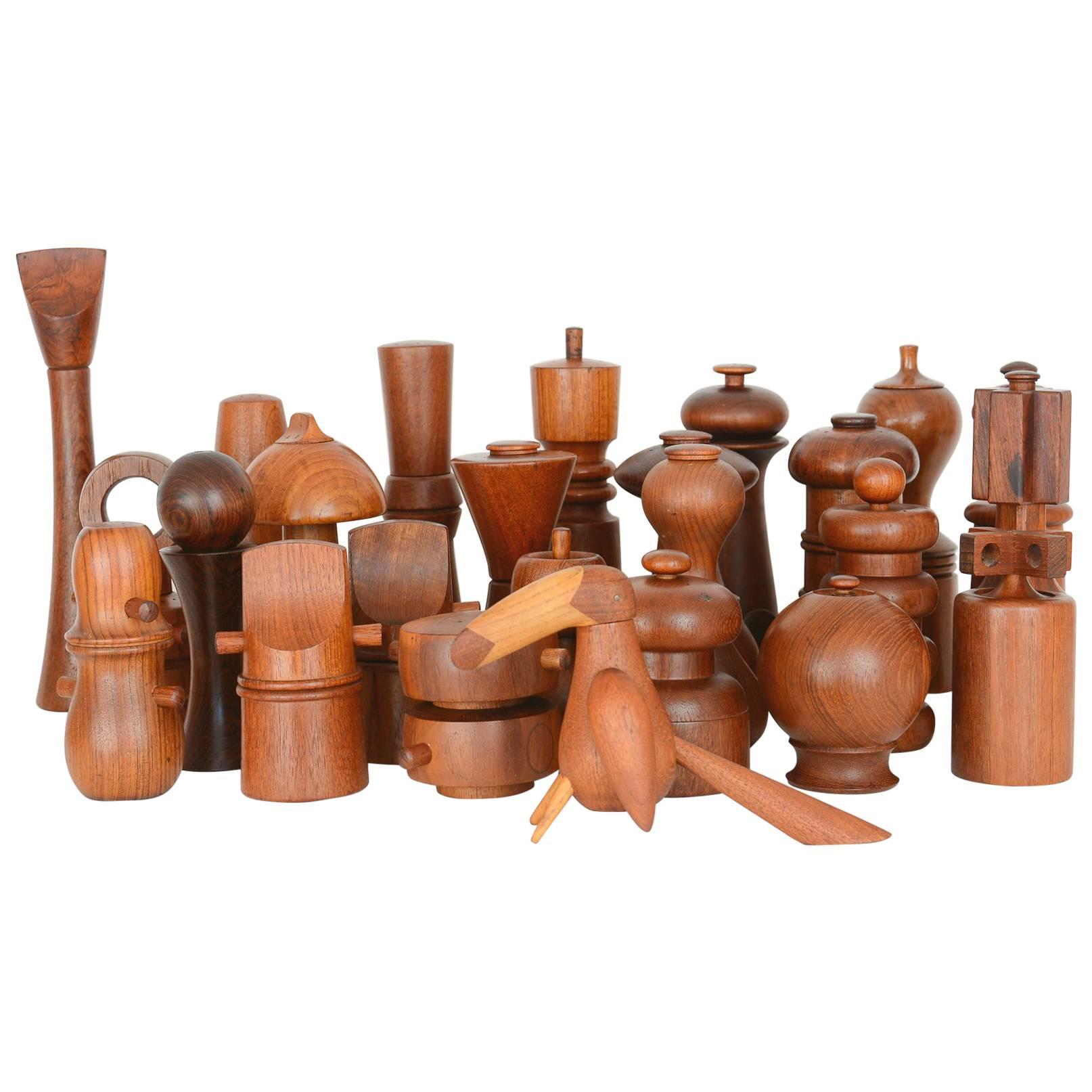 Collection of 25 Dansk Peppermills by Jens Quistgaard and Others Designers