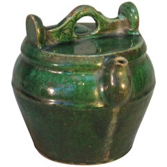 Chinese Emerald Green Shiwan Pottery Teapot, Chinese, Qing Dynasty