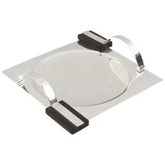 Vintage Modernist Art Deco Silver Plate and Macassar Serving Tray, France, 1930s 12
