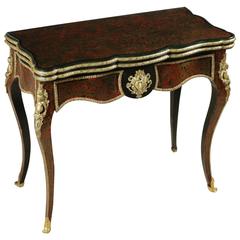 Boulle Style Richly Inlaid Game Table France, Second Half of the 19th Century