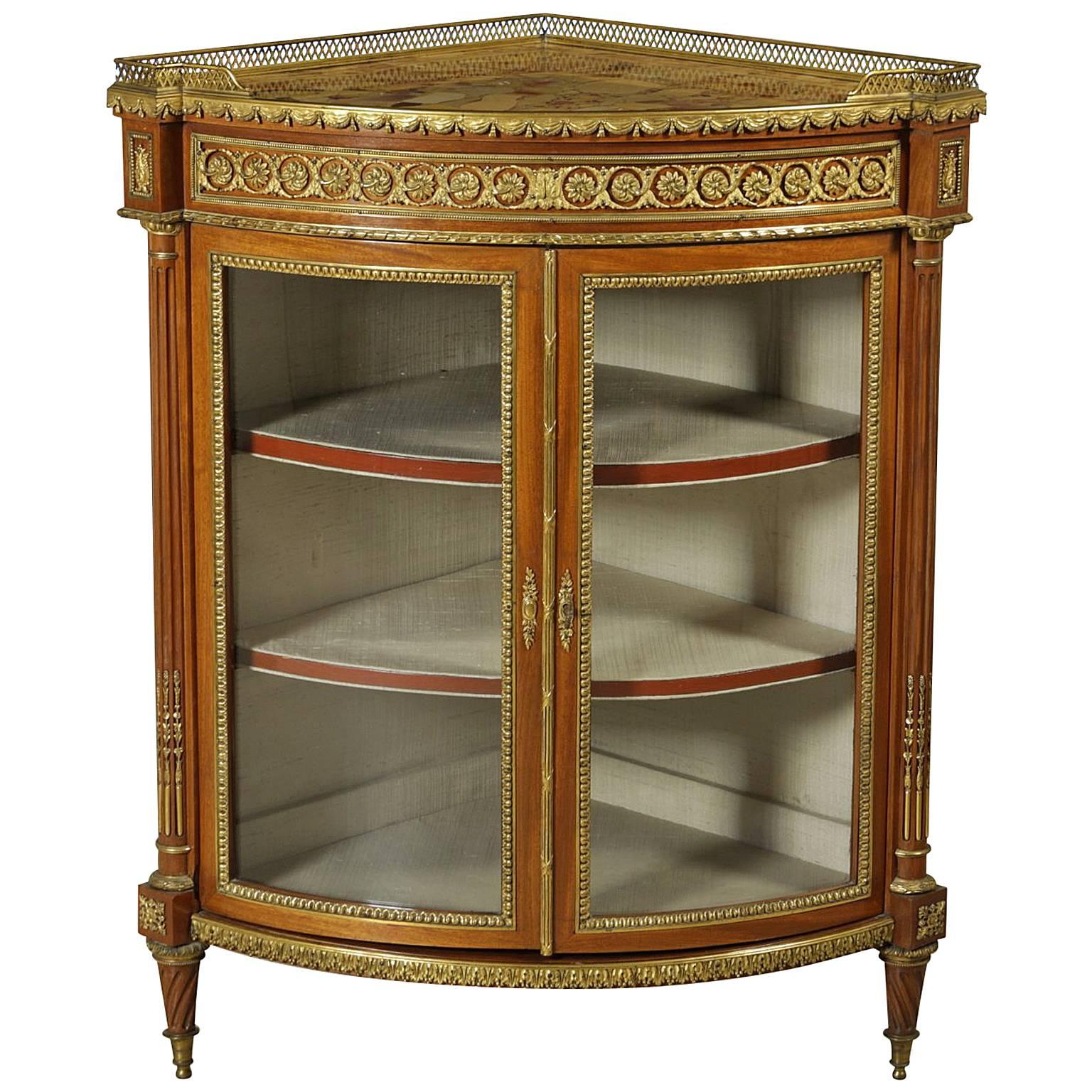 Wonderful Semicircular Solid Mahogany Corner Cabinet, Italy, 19th Century