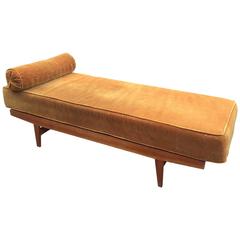 1950s Daybed in Pine, Seat and Cushion Covered with Velvet 7